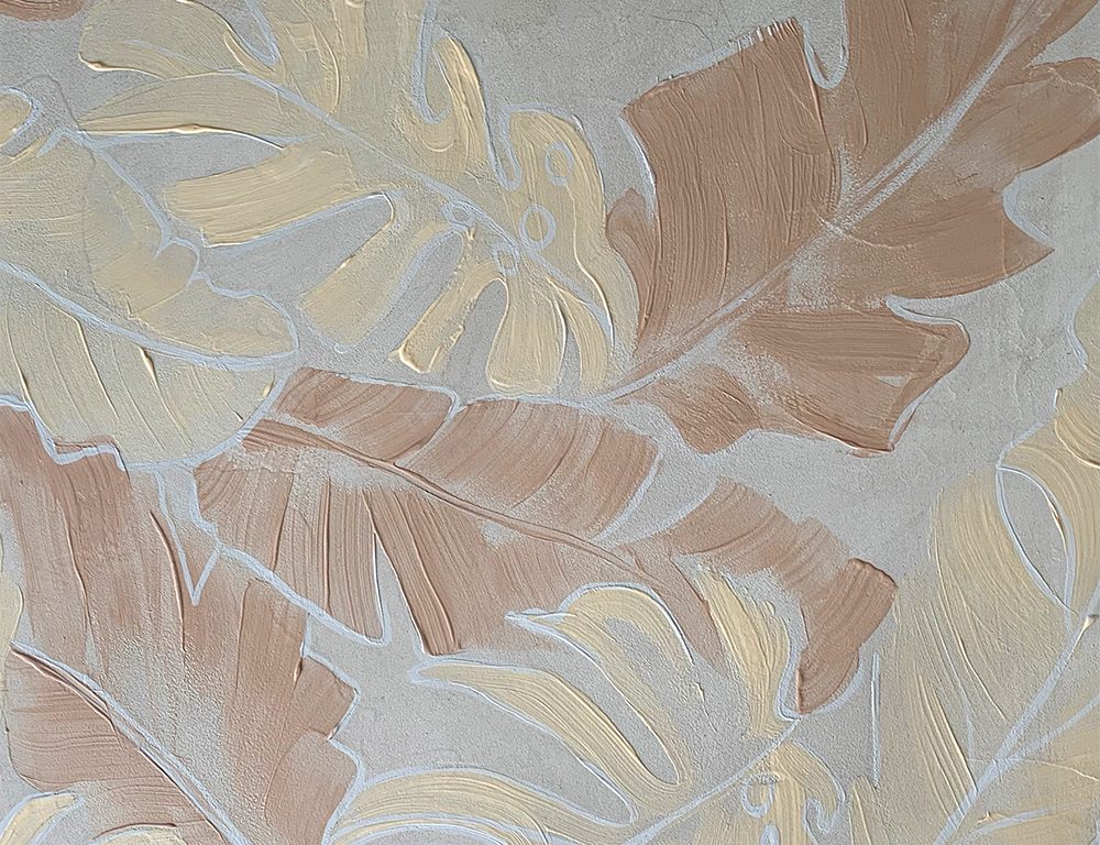 "Concrete Tropical Leaves" decorative finish