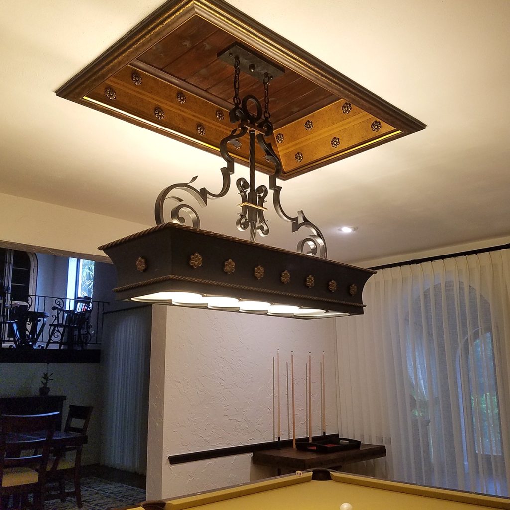 Bespoke Tray Ceiling painted with Golden Paintworks Metallic Paints and hand-cast bespoke floral.